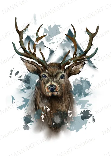 Cerf en hiver – illustration HANNART