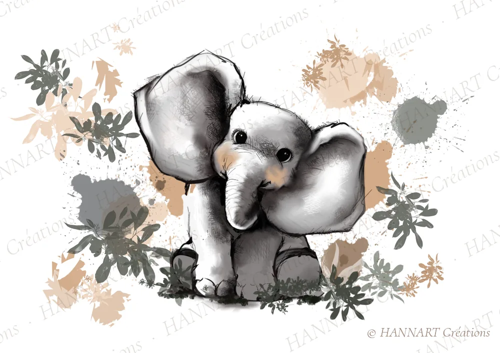 Dab le petit éléphant – illustration HANNART Créations