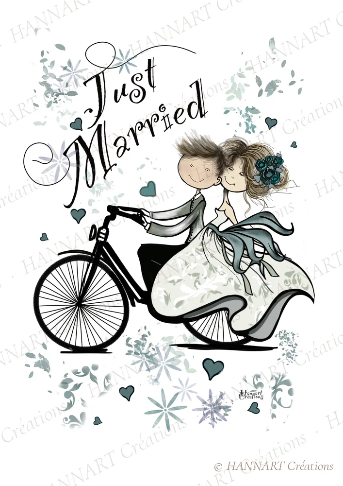 Just married – illustration HANNART Créations