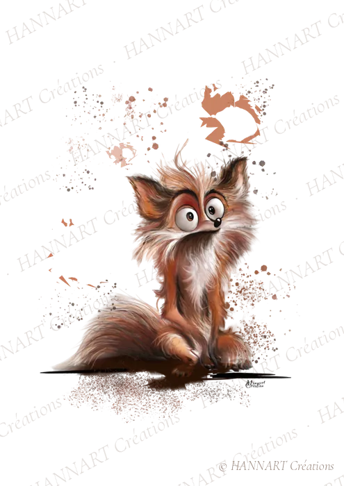 Illustration d'un renard ébouriffé par HANNART Créations